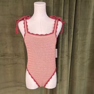 NWT Maiyo Pink Crochet One-Piece Swimsuit, S